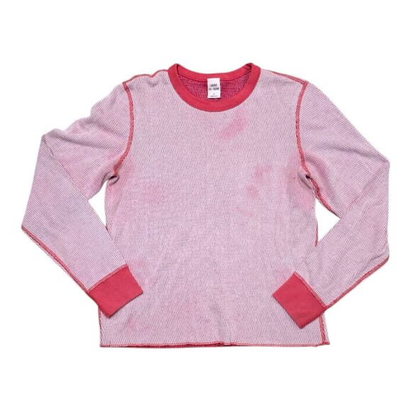 Re/Done Red Waffle Long Sleeve Crewneck Top S - Picture 2 of 6